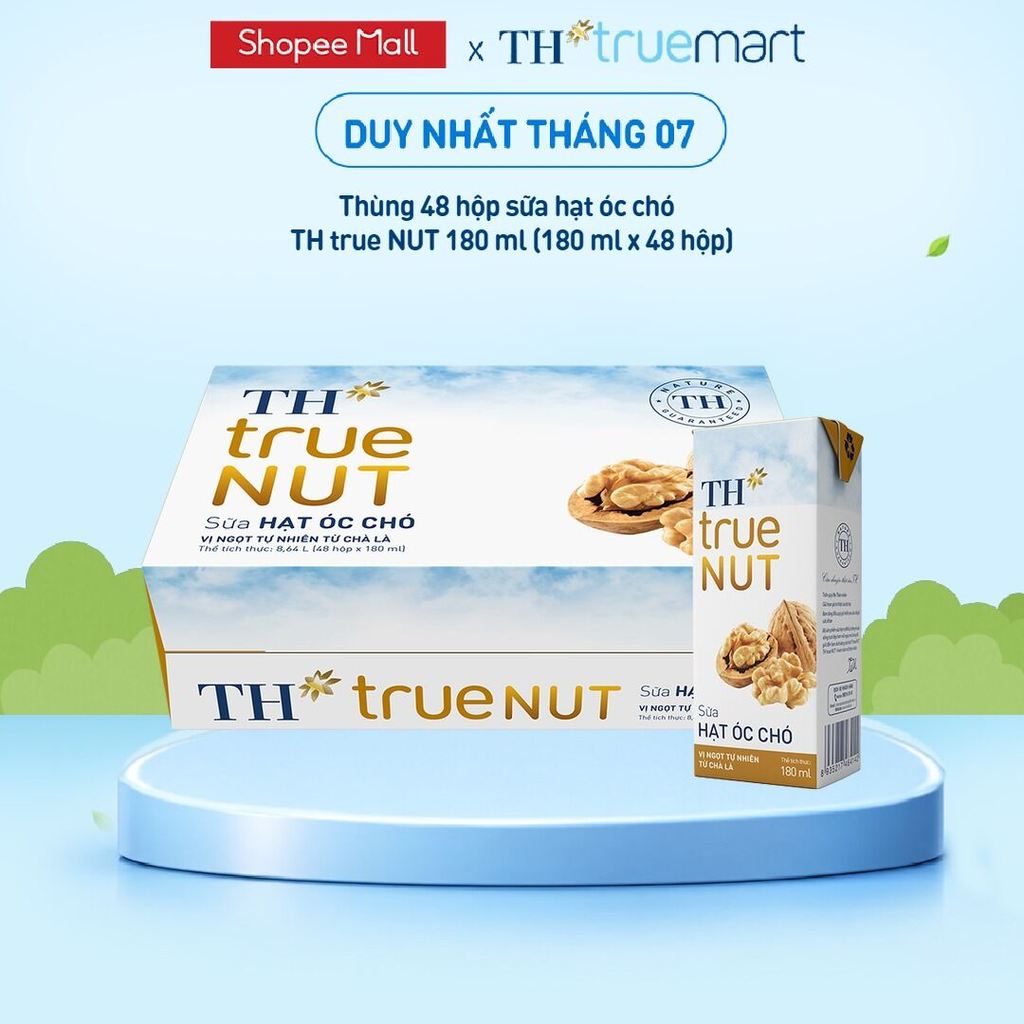 [LIVESTREAM] Thùng sữa hạt óc chó TH True Nut 180ml x 48 hộp