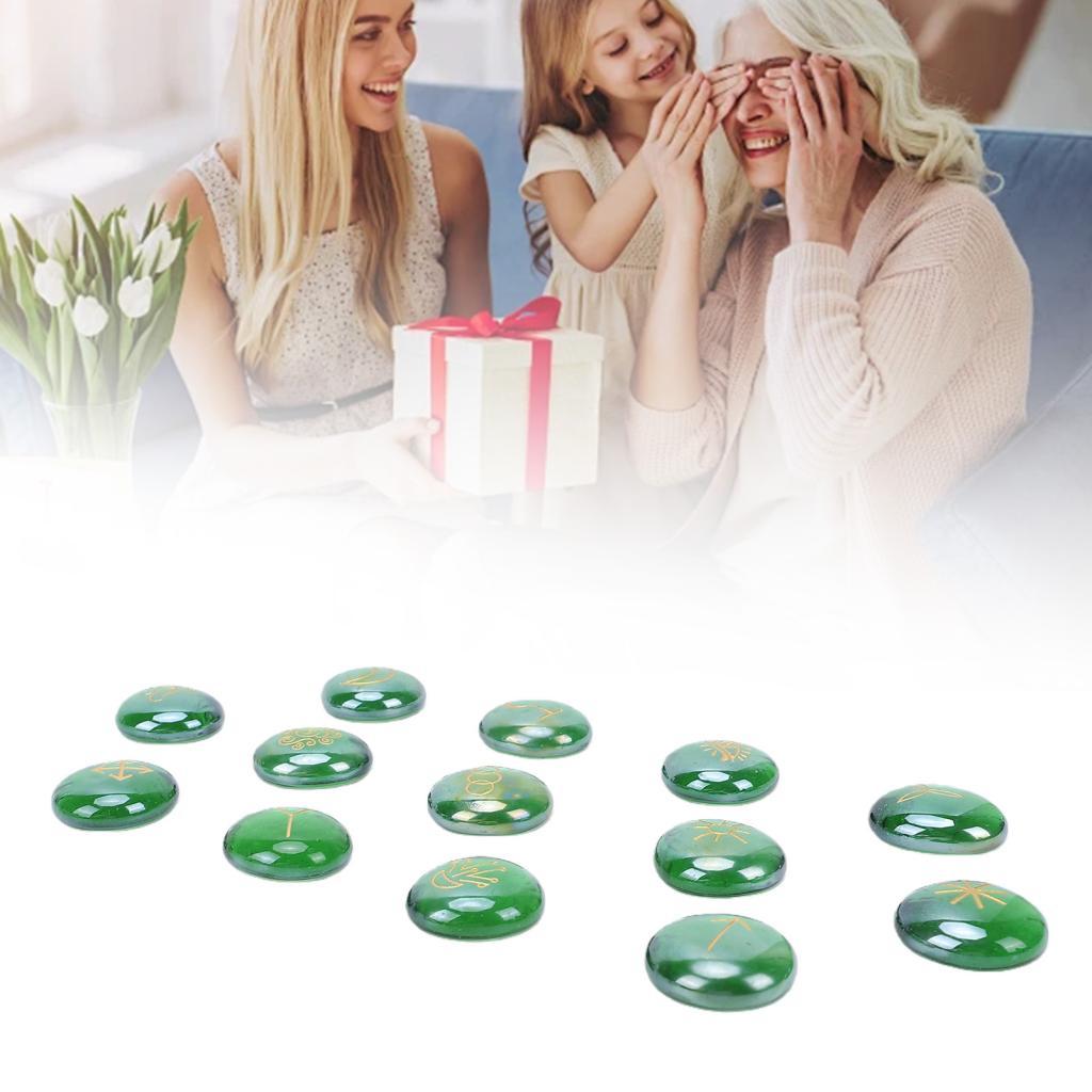 Hhihi Pssopp 13 Chiếc Pha Lê Runes Đá Bộ Chữa Bệnh Pha Lê Tròn Biểu Tượng Đá Quý Tự Nhiên Bóng Kết T