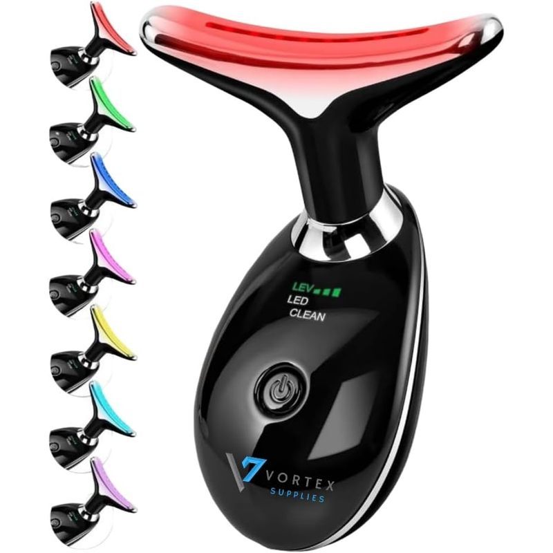 7-in-1 LED Face & Neck Massager – Skin Firming, Anti-Aging, Vibration & Heat Facial Tool for Home Us