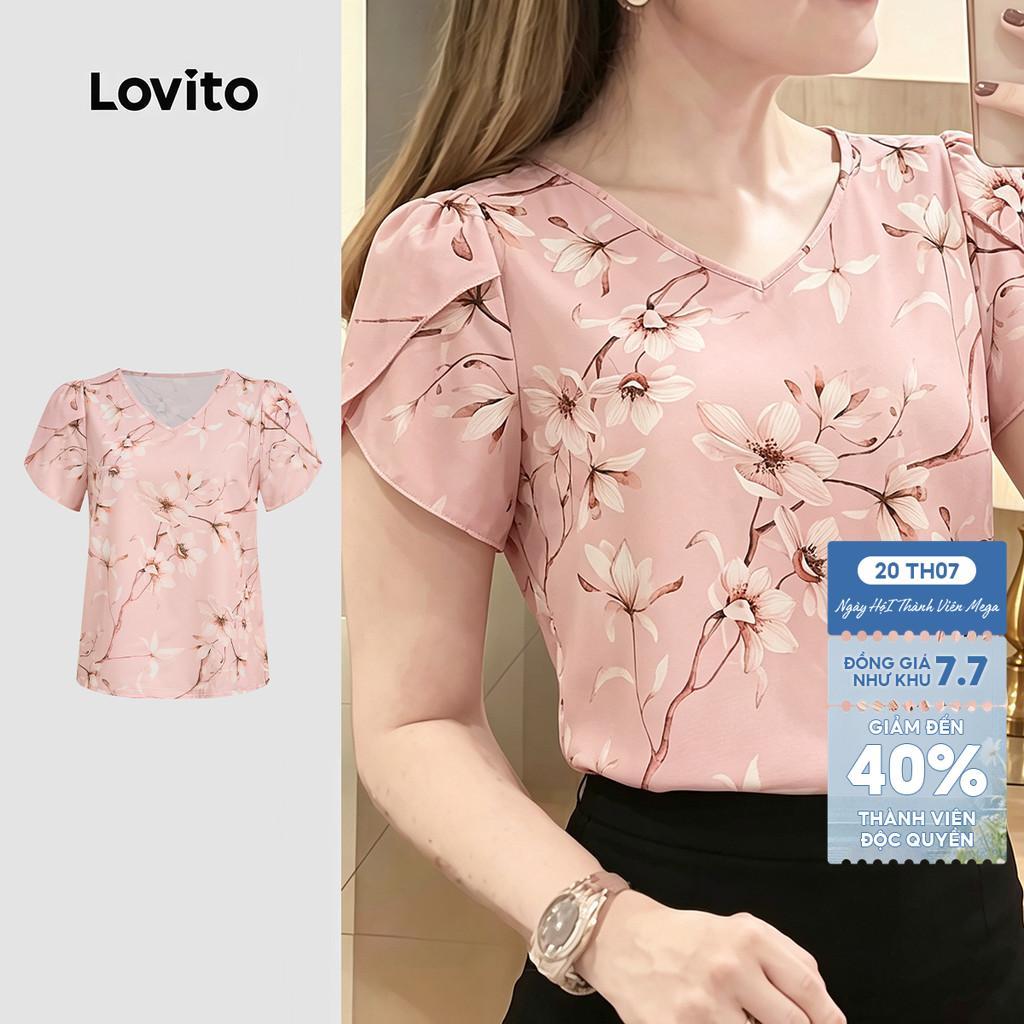 Lovito Áo sơ mi Phong cách thường ngày xuân/hè áo sơ mi màu hồng cho nữ LK5ED195