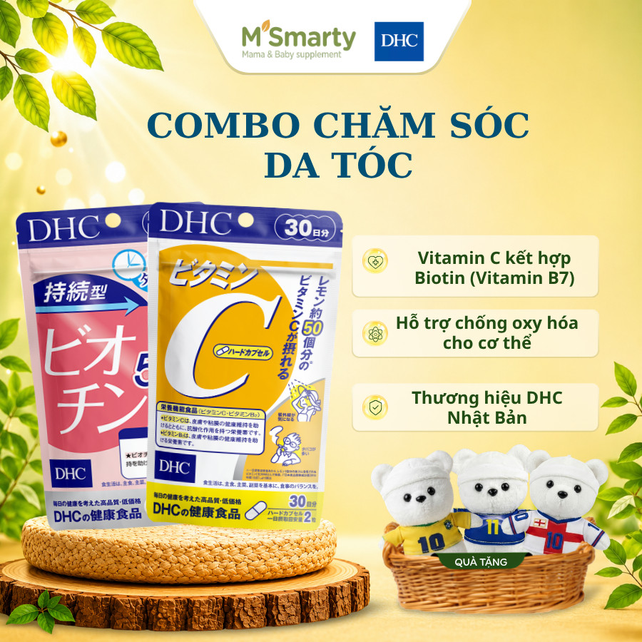 Quà tặng Gấu giọt nước/Bộ Đôi DHC Nhật Bản Vitamin C & Biotin 30 Ngày – Đồng Hành Cùng Chế Độ Chăm S