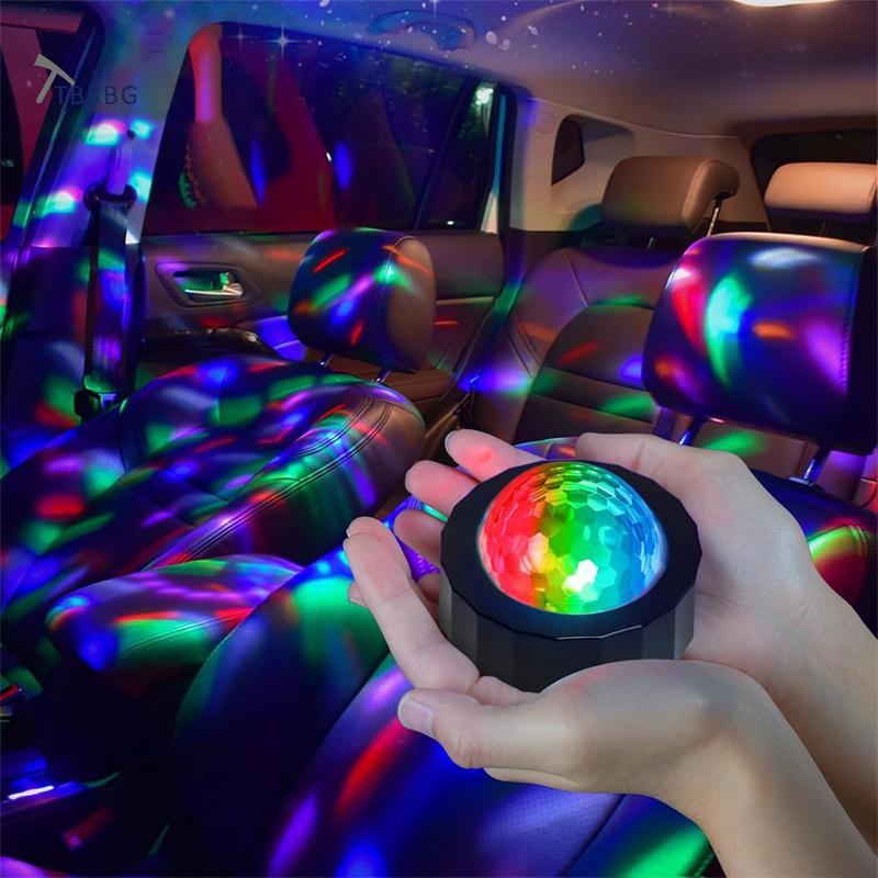TBRBG Xe Disco Ball Mini Disco Ball Cho Xe Âm Nhạc Âm Thanh Kích Hoạt Nhiều Màu Đèn Disco Bên Trong 