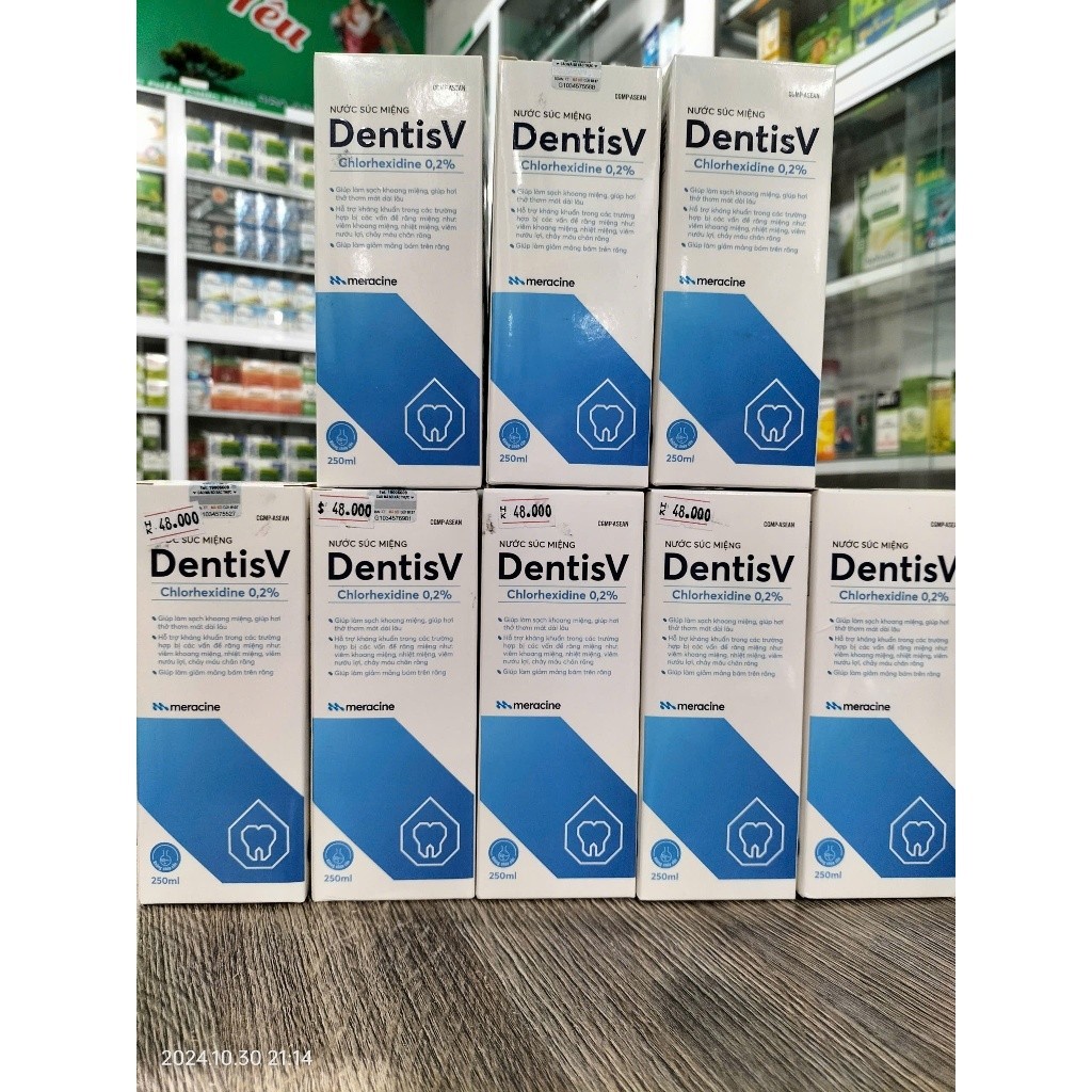 Nước súc miệng giúp làm sạch khoang miệng, ngăn ngừa mảng bám DentisV Chlorhexidine 0.2% hộp 1 lọ x 
