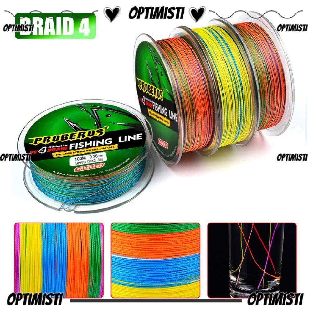 Dây câu cá mồi OPTIMISTI PE, Ống chỉ co giãn 4 chân đế PE, phong cách Angling đầy màu sắc 100m Monof