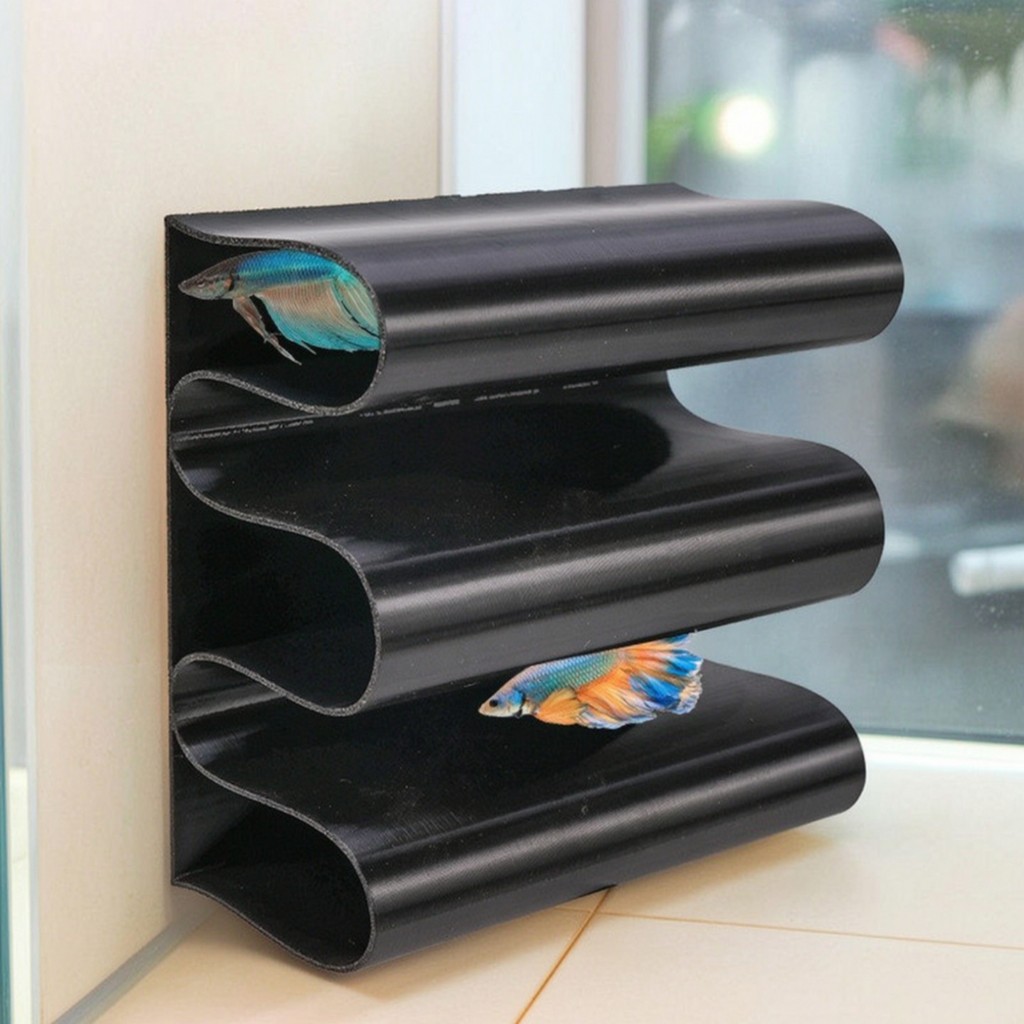 Betta Tunnel Black Betta Aquatic Pet Hideout Aquatic Pet Tunnel với cốc hút Trang trí nhỏ gọn Tiết k
