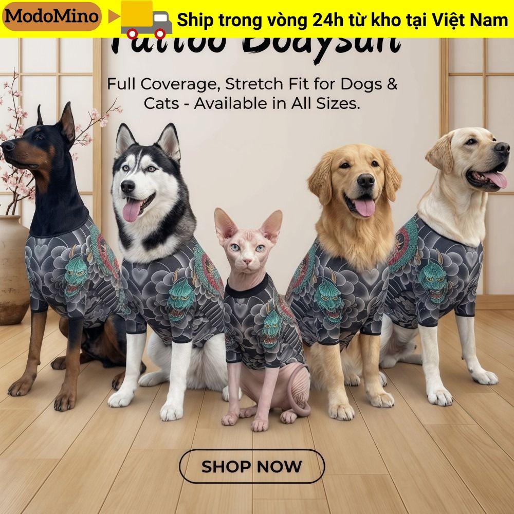 MODOMINO Pet Tattoo Jacket, Áo Vest hình mèo thoáng khí như thật, sáng tạo Bốn mùa vui nhộn Quần áo 