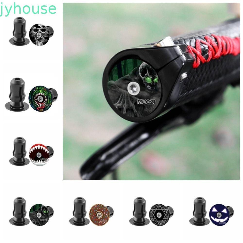 JYHOUSE 1 Cặp Mũ Cuối Tay Lái Xe Đạp, Hợp Kim Nhôm 32x26MM Đầu Cắm Xe Đạp, Totem Cá Tính Nhẹ Anodic 