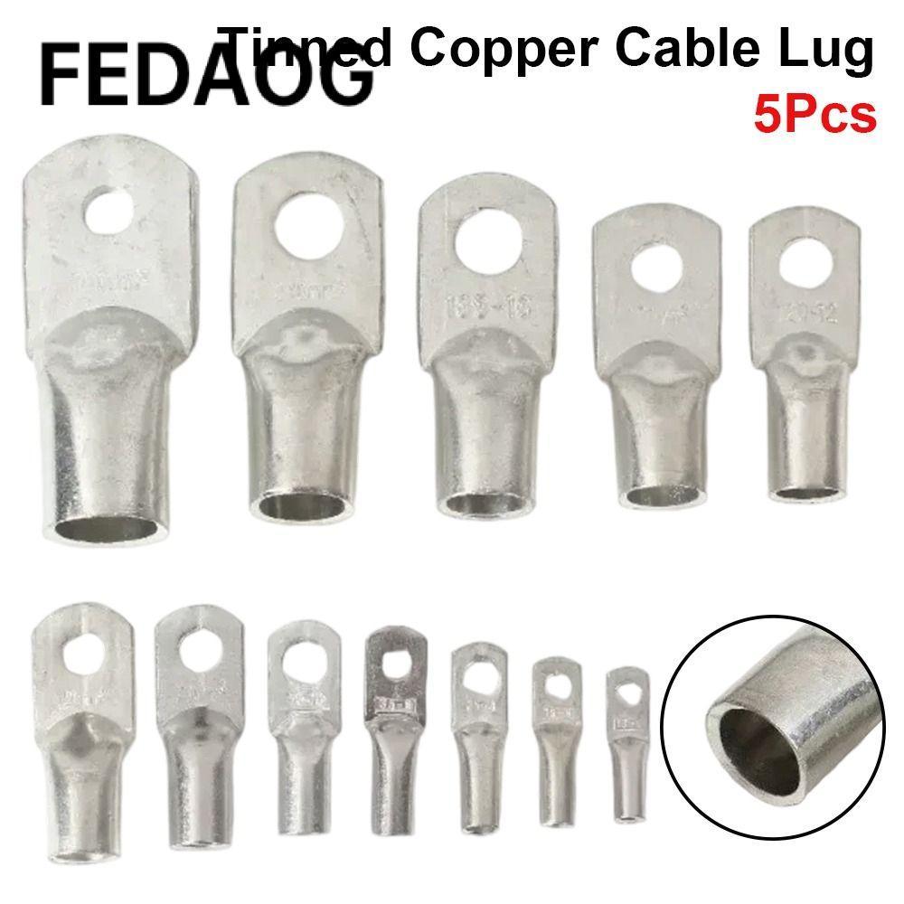 FEDAOG 5 Cái Chốt Cáp Đồng Đóng Hộp, JG Series 6 / 10 / 16 / 25mm2 Vòng Uốn Thiết Bị Đầu Cuối, 14-2A