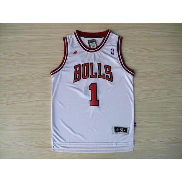 NBA Bulls Không. 1 Jersey Hoa Hồng Jersey Áo Bóng Rổ Nhà Bóng Rổ Thêu Đội Trắng Jersey