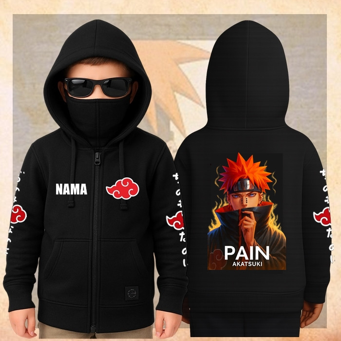 MỚI Miễn phí NAKA naruto Nhật Bản Anime Áo khoác trẻ em / Áo len trẻ em 4-14 / AKATSUKI PAIN Áo khoá