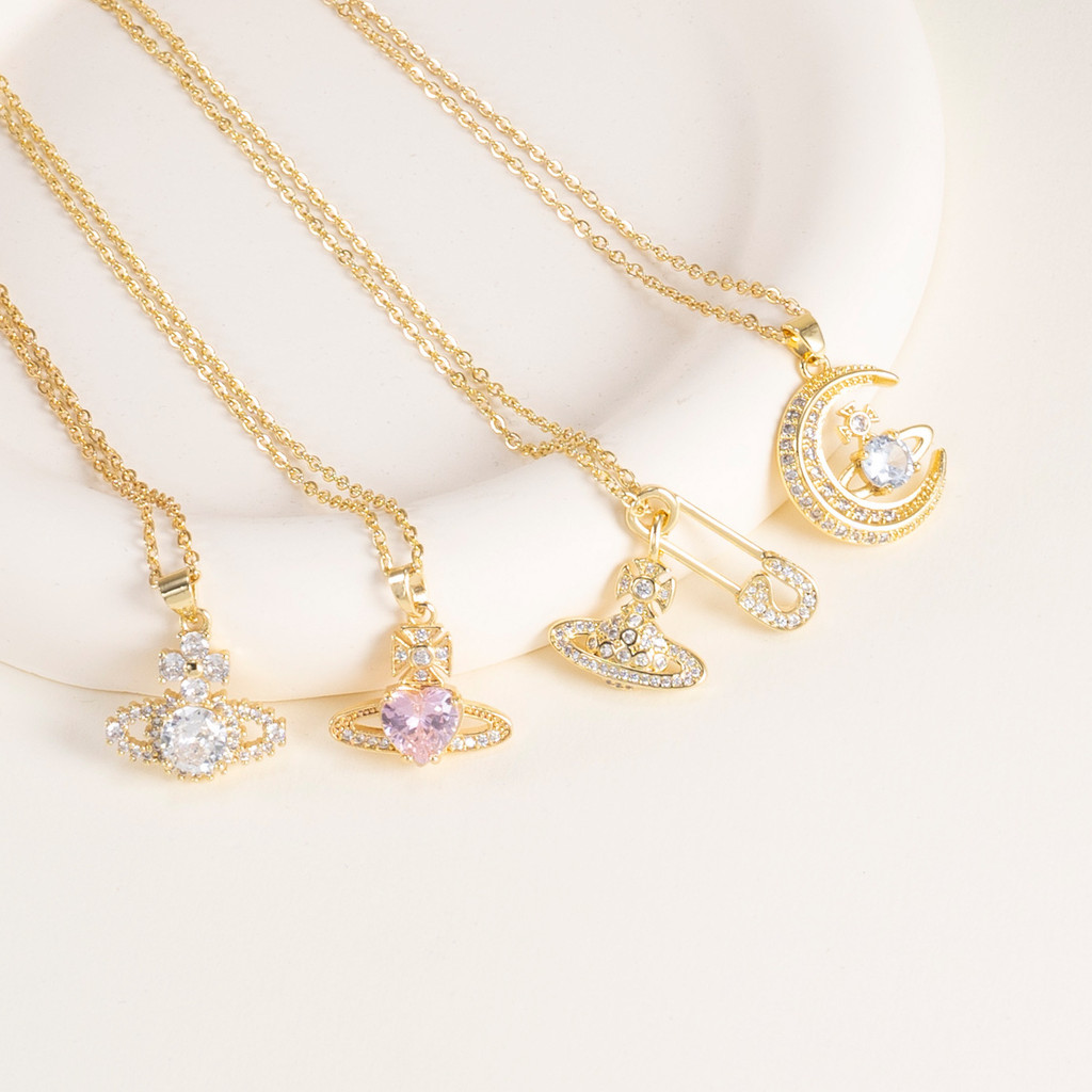 [Hàng có sẵn] Vòng cổ đồng nữ Tan Xiaoxi Queen Planet Saturn All-Match Gift Star Moon Light Luxury W