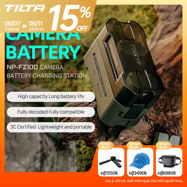 Bộ sạc pin máy ảnh TILTA 2400mAh NP-FZ100 Bộ sạc pin máy ảnh 4 kênh NP-W235 / DMW-BLK22 / EN-EL15 / 