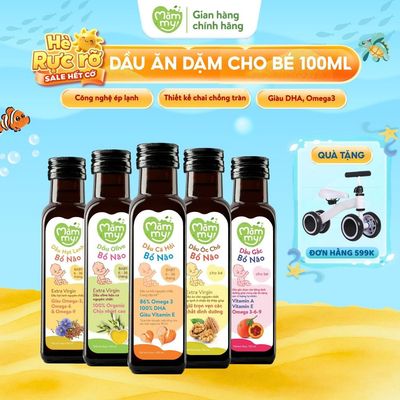 Dầu ăn dặm cho bé Mămmy 100ml bổ sung DHA, Omega 3 bé từ 6 tháng giúp phát triển não bộ, thông minh