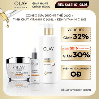 [LIVE] CB Sữa Dưỡng Thể Sáng da Olay 260g + OLAY Luminous Super Serum VITAMINC 30ml + Luminous Kem Dưỡng Da VITAMINC 50G