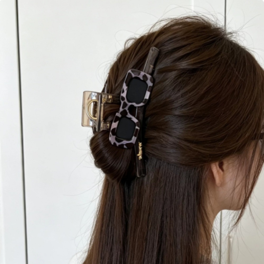 Ins Style Glasses Shaped Headdress Girls Lazy Bun Hair Accessory Daily Soft Versatile Hair Claw Hair