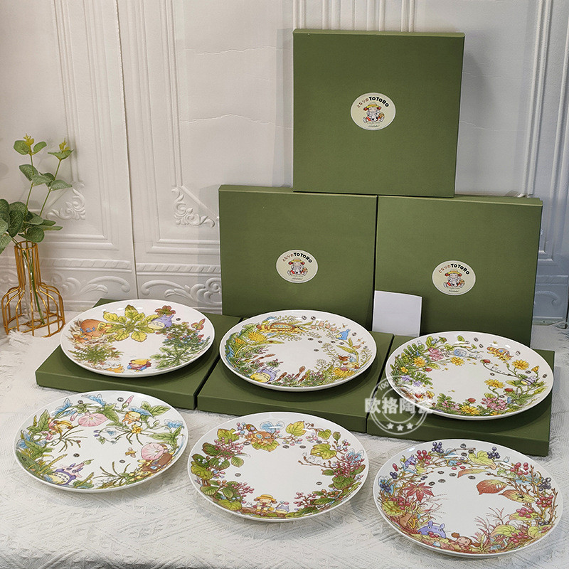 DHCY Japanese-style Totoro1-12Moon series includes bone china plates, steak plates, and Western-styl