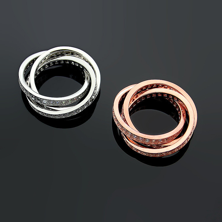 CPRB Steel ring with diamond-studded letters ca Three-Diamond Three-Ring Jewelry Band Titanium Ring