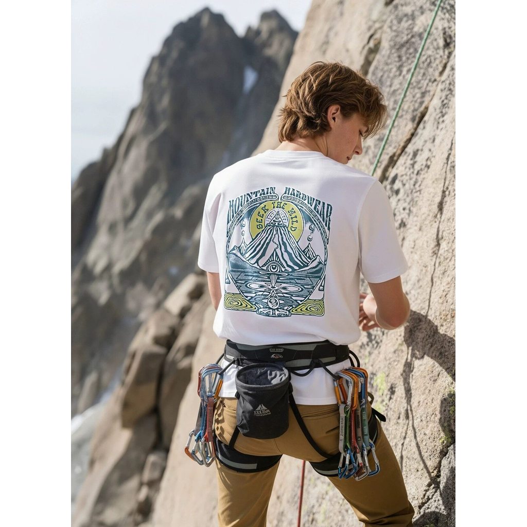 [Sẵn sàng] Mountain Hardwear Mystery Snow Mountain Logo In 200GSM Áo thun nam ngắn tay thoáng khí ng