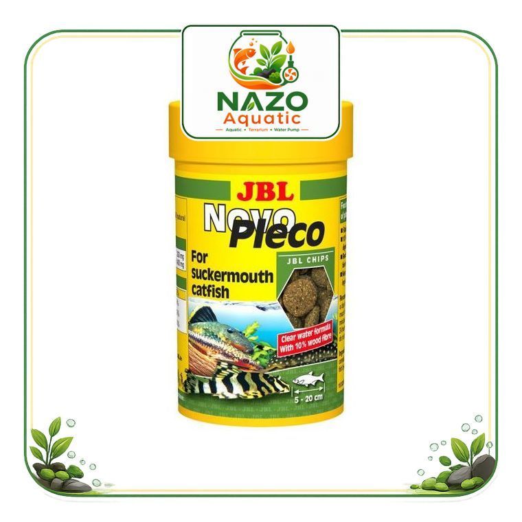 JBL Novo Pleco 133 g – Thức ăn viên cao cấp cho cá pleco & cá đáy, giàu spirulina, bột gỗ NAZO Aquat