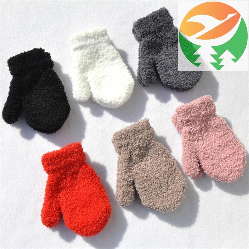 Rf8 Đồ chơi mềm ấm áp Dày ấm áp BabGlves WitePls VelveMittes ChildrKiCral FleecFll FigeGlves F1-4Kid