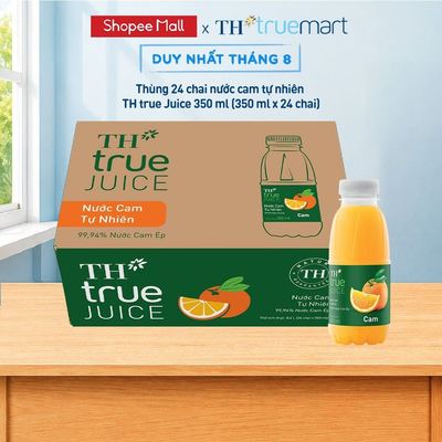 Thùng 24 chai nước trái cây TH true JUICE cam tự nhiên 350 ml (350 ml x 24)