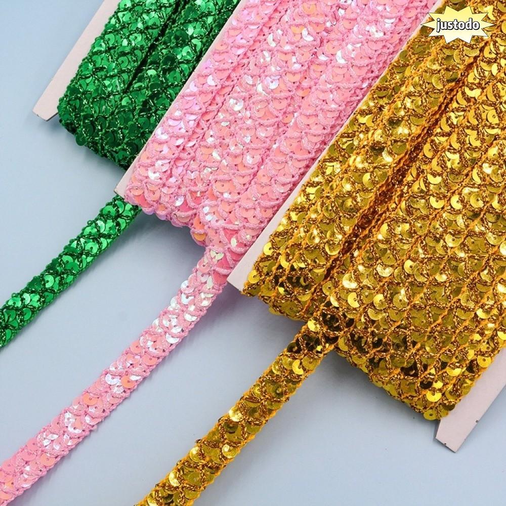 JUSTO Sequin Trim Ribbon, Băng ren sequin rộng 1,5cm kim loại, Chiều dài đa năng 10 mét Kết cấu lấp 