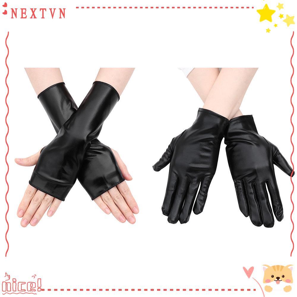 RUTHNISSI Găng Tay Da Gothic PU Mittens Gothic Punk Dress Up