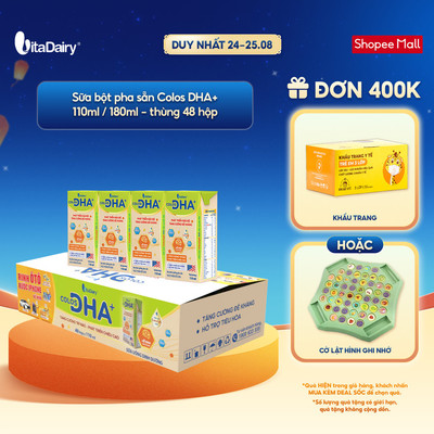 [THÙNG 48 HỘP] Sữa uống dinh dưỡng Colos DHA+ 110ml/180ml - Hỗ trợ trí não, tăng cường đề kháng
