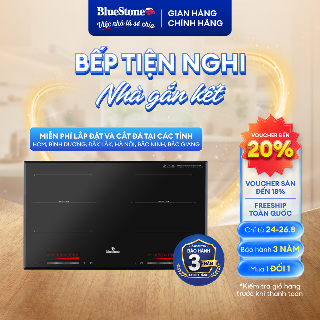 Bếp Từ Đôi BlueStone ICB-6920 - 3400W - Kính Ceramic - 8 Mức Nhiệt