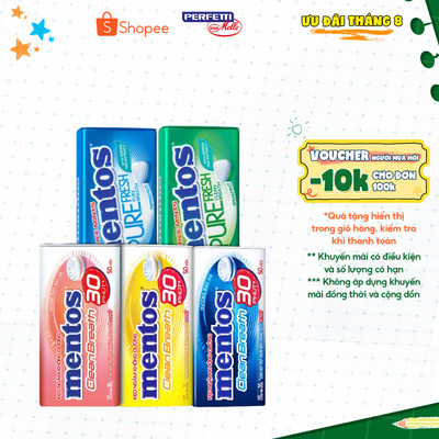 COMBO 2 hộp thiếc kẹo Ngậm Không Đường Mentos Clean Breath (nhiều hương) cho hơi thở thơm mát trong suốt 30 phút