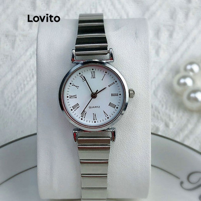 Lovito Đồng hồ thạch anh thông thường Kết cấu trơn bằng kim loại Thạch anh kỹ thuật số Đồng hồ kết cấu chất lượng cao dành cho nữ LNA13089