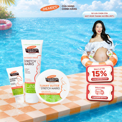 [Chính hãng] COMBO Rạn da và Dưỡng đầu hoa cho bầu GIỮA và CUÔI thai kỳ Palmer's (Kem đầu hoa, Kem rạn và Bơ rạn 125g)