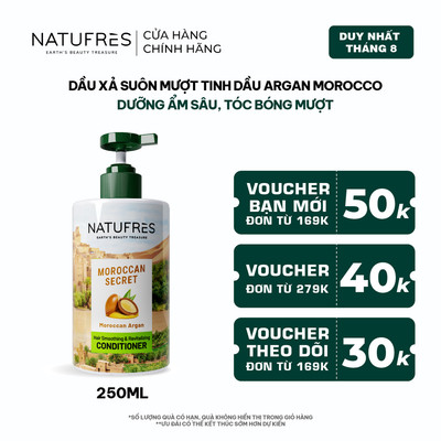 [LIVE] Dầu Xả Dưỡng Ẩm Sâu, Tóc Bóng Mượt, Dễ Vào Nếp Natufres Moroccan Secret Tinh Dầu Argan Morocco - 250ml