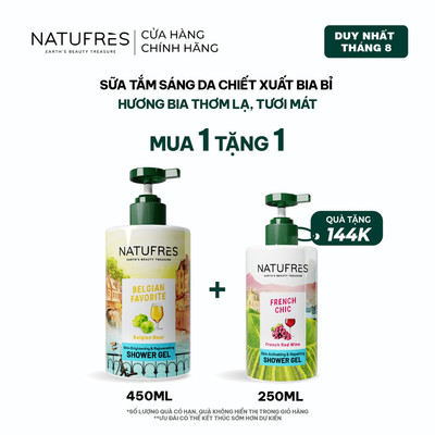 Sữa Tắm Dưỡng Sáng Da, Làm Mềm Mịn, Hương Bia Tươi Mát Natufres Belgian Favorite Chiết Xuất Bia Bỉ – 250ml / 450ml