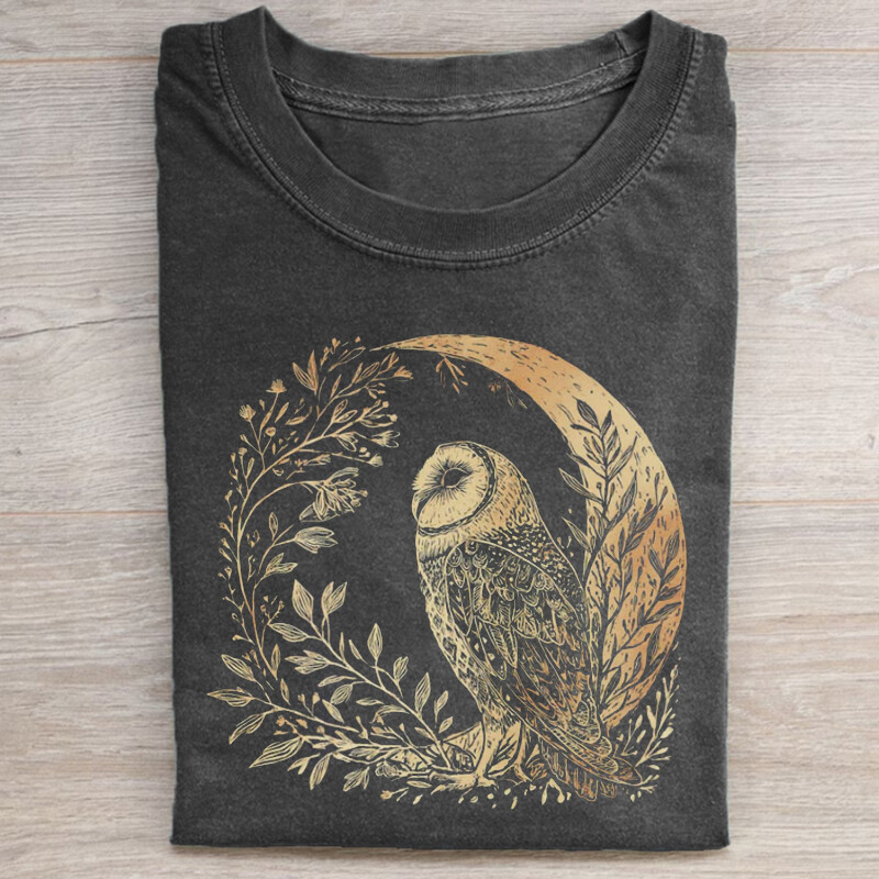 Áo thun Celestial Cottagecore Barn Owl Moon