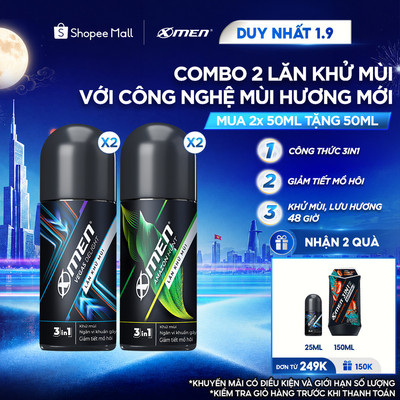 [MỚI] Combo 2 Lăn khử mùi XMen Amazon Hunt/Vegas Delight 50ml/chai