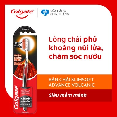 Bàn chải Colgate SlimSoft Advanced ngăn chảy máu nướu khoáng núi lửa siêu mềm mảnh