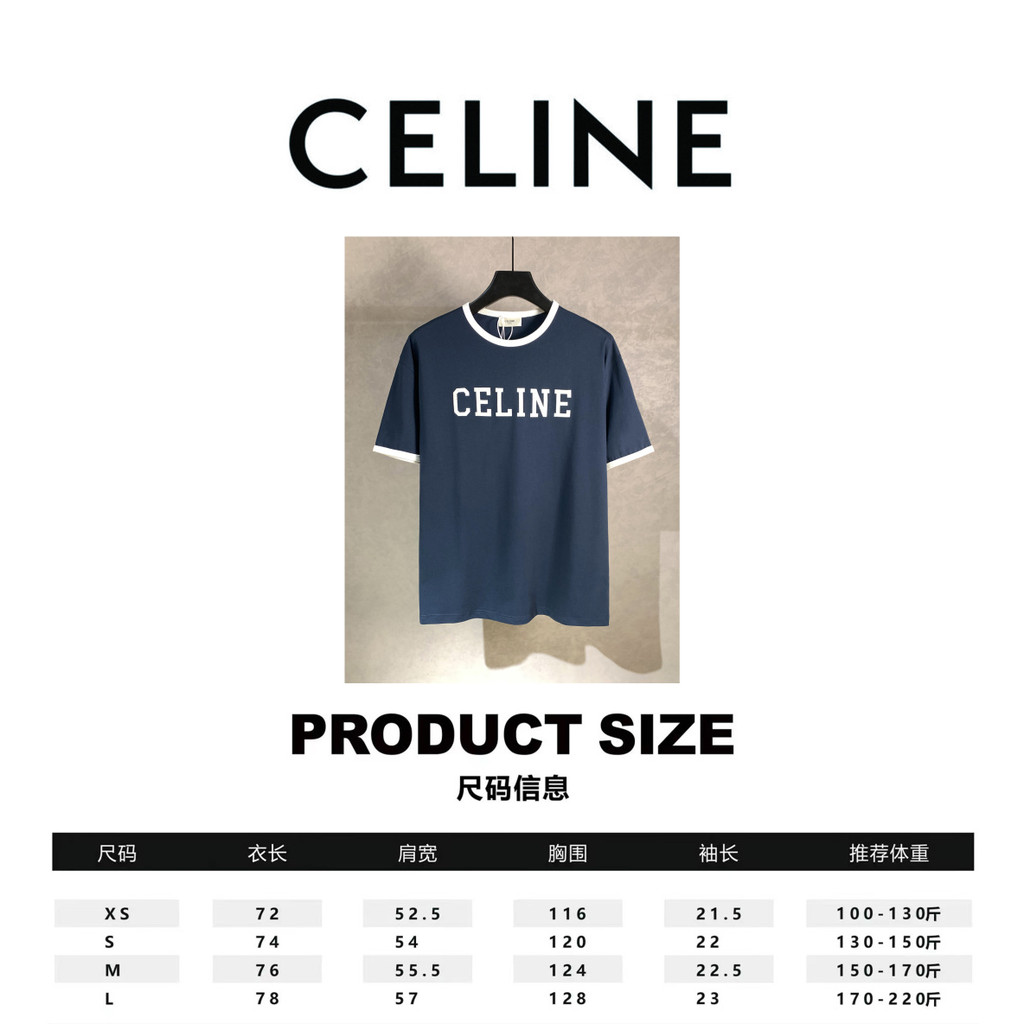 CELINE CELINE Nam Nữ Plus Kích Thước Tay Ngắn Cặp Đôi Áo Thun In Hình Cao Cấp Dày Không Khí Mùa Hè I