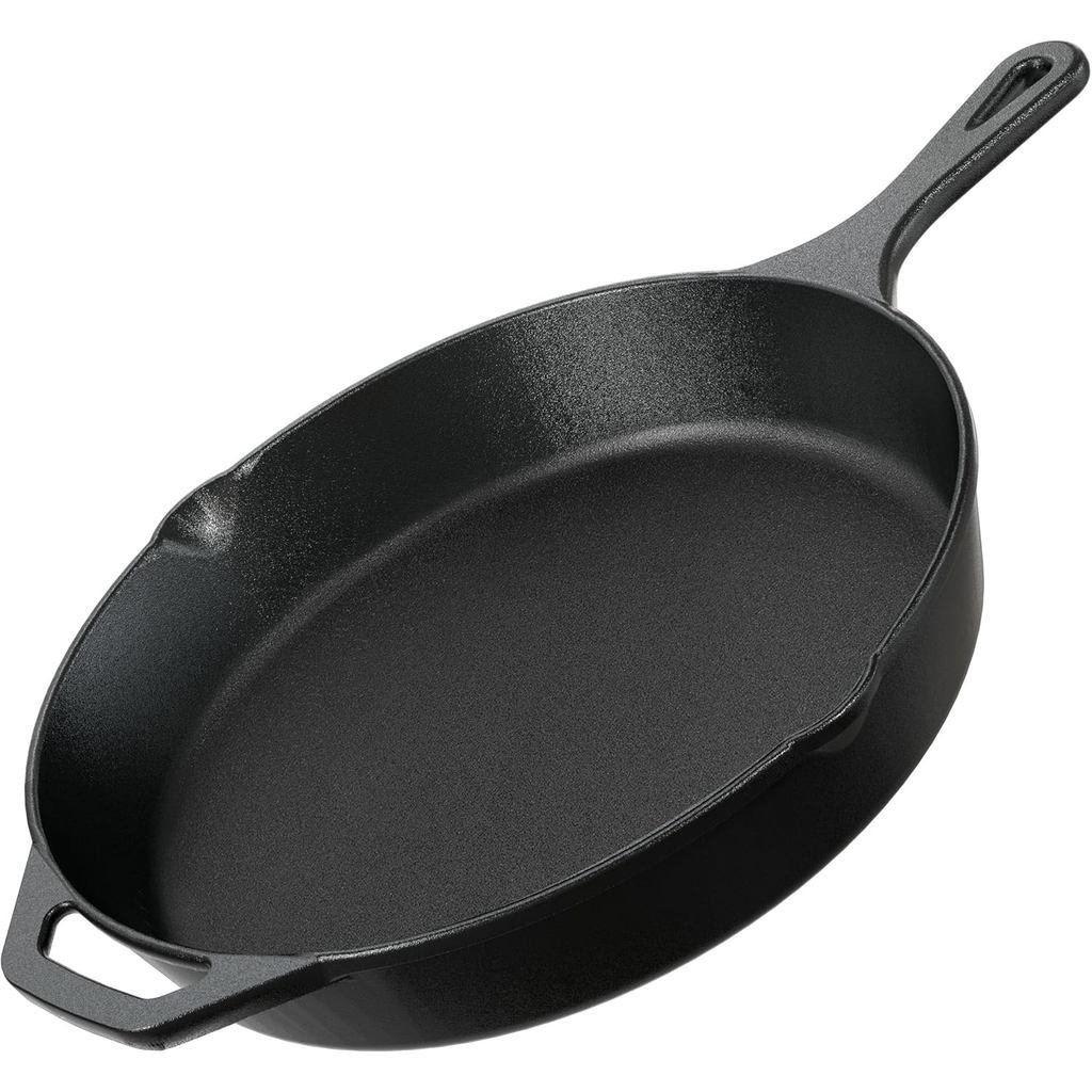 Utopia Kitchen Premium Cast Iron Skillets 12 Inch, Chef's Pan, PFAS-Free, Pre-Seasoned Frying Pan, S