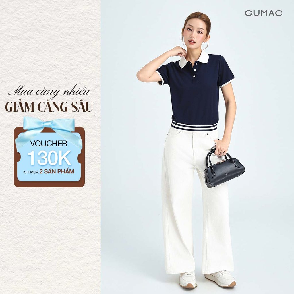 Quần Jeans Nữ Trắng Ống Suông Thắng Cơ Bản Jeans Thoáng Mát Thời Trang GUMAC LQJF1102
