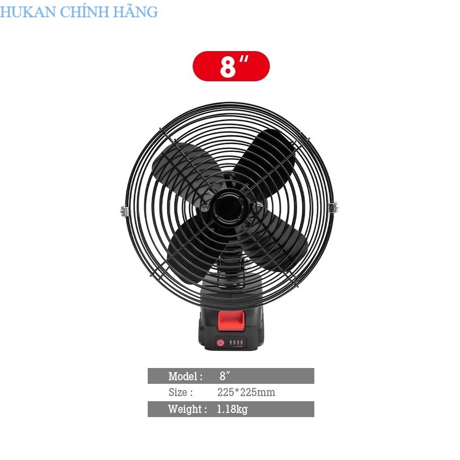 Quạt Pin Tích Điện MAKITA, Quạt Chạy Pin Tích Điện 8 Inch Để Bàn , Làm Mát Cực Nhanh, (quạt đen ), H
