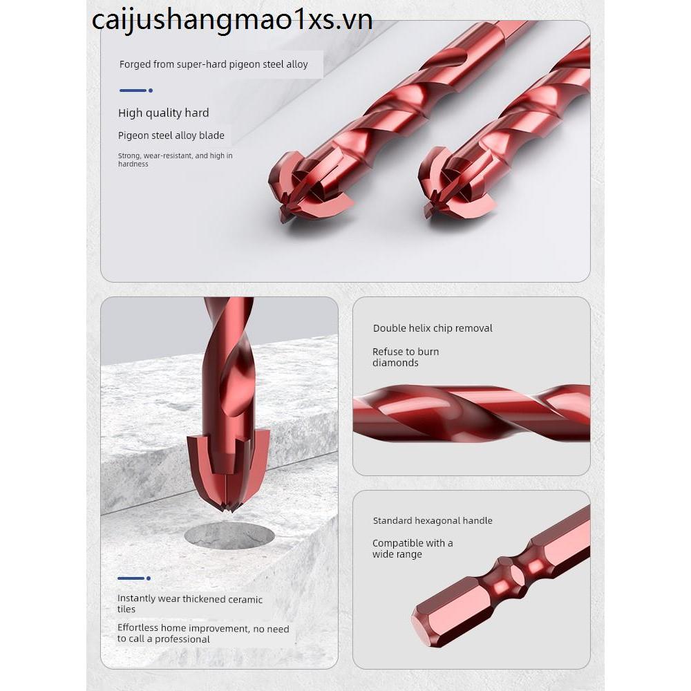 Lansheng Bạo Lực Khoan Ngói Đục Lỗ Mũi Bê Tông Xi Măng Chuyên Dụng Tường Full Ngói Siêu Cứng Bốn Cán