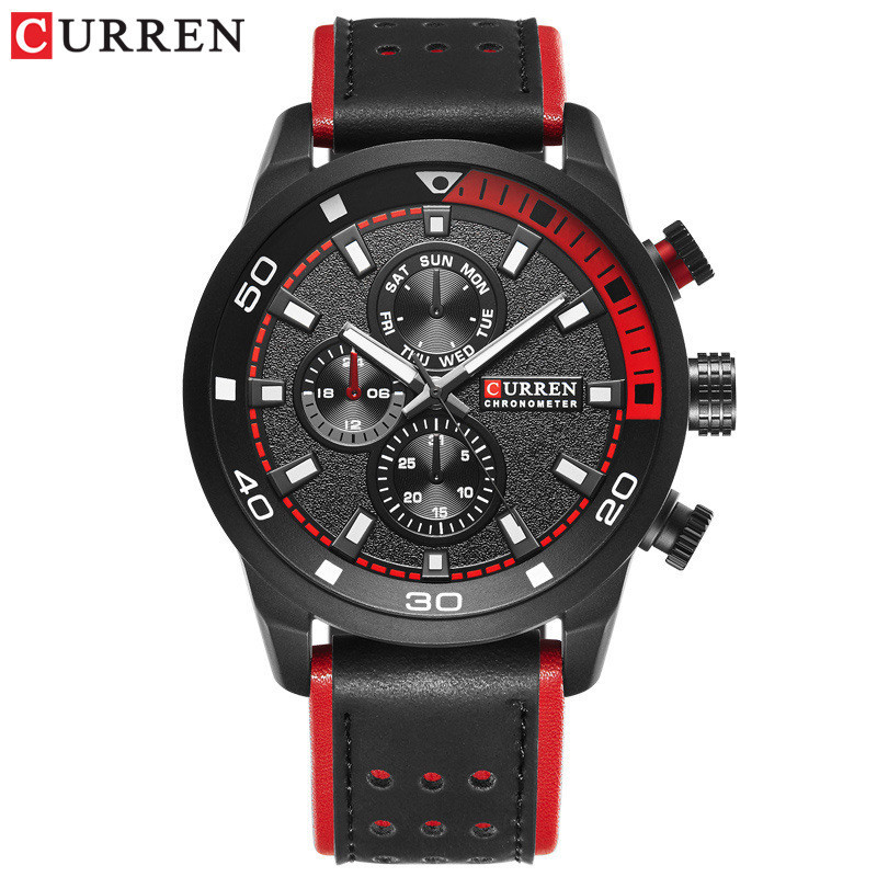 Đồng hồ thạch anh chống nước mặt số lớn màu đen CURREN Curren8250 thời trang chống trầy xước