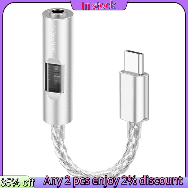 Còn hàng-JM6 Pro 2 Bộ chuyển đổi tai nghe khuếch đại âm thanh HiFi HD Mic Type C đến 3,5mm Jack Cáp 