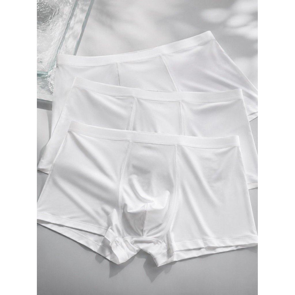 Mùa Hè Nam Băng Lụa Quần Lót Liền Mạch Nhanh Khô Boxer Một Mảnh Giữa Eo Thoáng Khí Boxer Quần Trắng