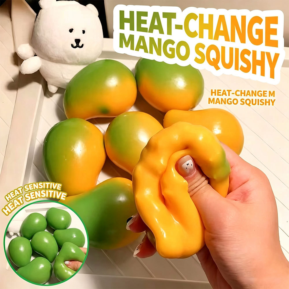 Foldable Shapable Mango Squishy Toy, Heat-Change Color Design, Stress Relief Fidget Squeeze Toy For 