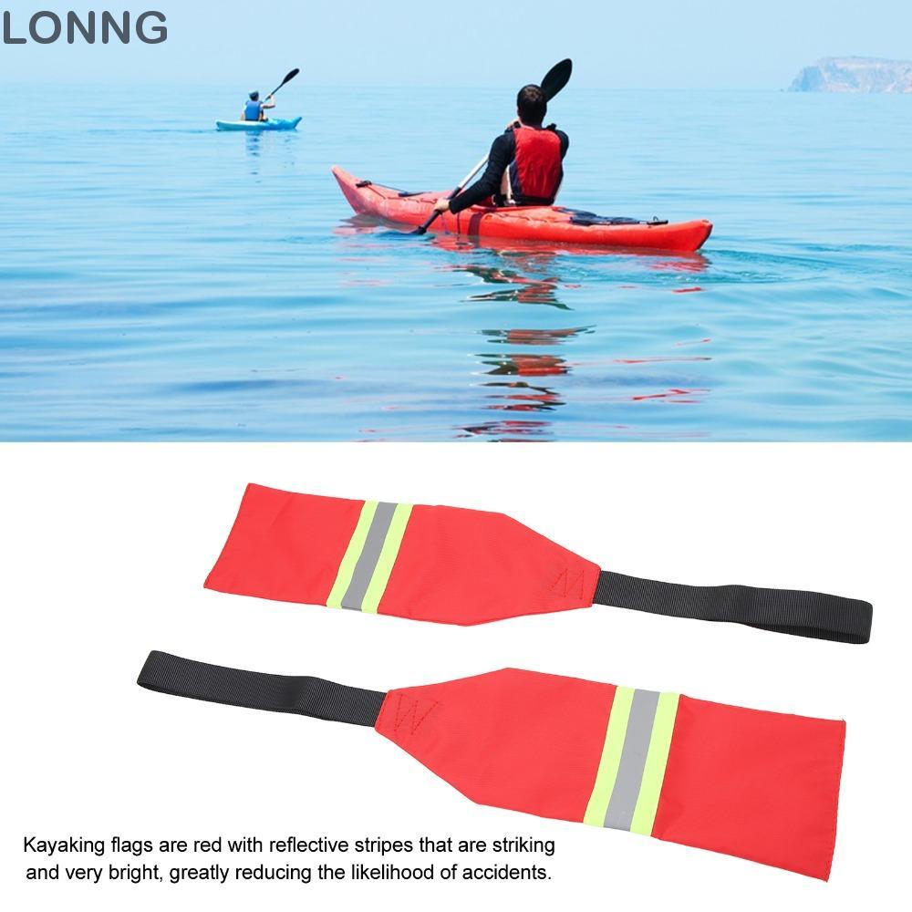LONNG 2 Chiếc Cờ Cảnh Báo Kayak, Cờ An Toàn Kayak Màu Đỏ Tầm Nhìn Cao, Cờ Du Lịch Kayak Vải Nhẹ Cho 
