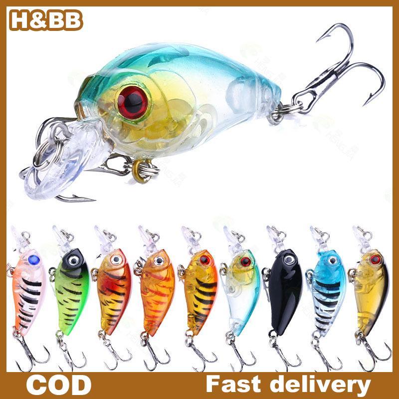H & BB > 1 Cái Crankbait 4g 4.5cm Bơi Quay Mồi Cứng Cho Bass Pike Mồi Câu Cá Wobblers Câu Chuyện 3D Mắt MỚI
