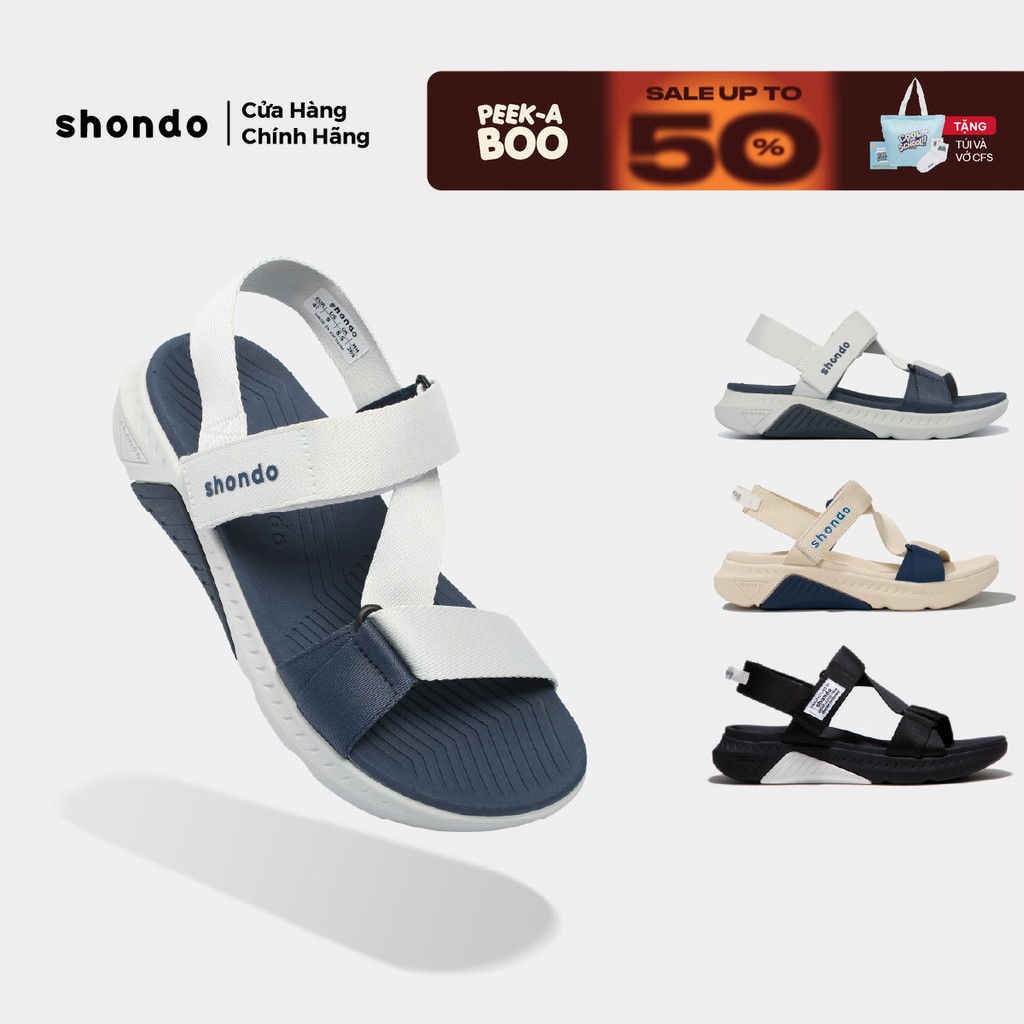Giày Sandal Nam Nữ Shondo F7R Đế Cao 5cm Nhẹ Đi Học Đi Chơi Nhiều Màu