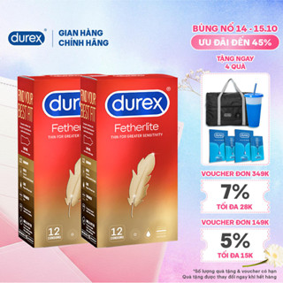 Combo 2 Bao cao su Durex Fetherlite siêu mỏng, size 52.5mm, 12 bao/hộp